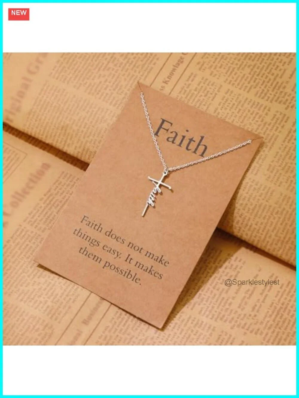 Faith Cross Pendant Necklace Stainless Steel Christian Religious Jewelry Gift